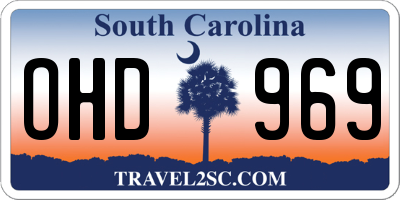 SC license plate OHD969