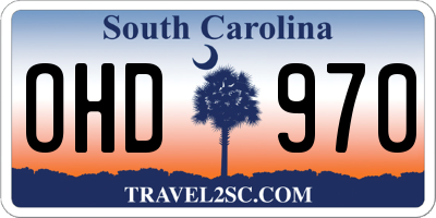 SC license plate OHD970