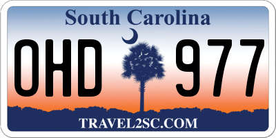 SC license plate OHD977