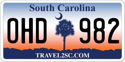 SC license plate OHD982