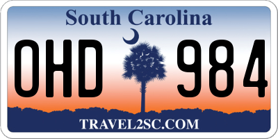 SC license plate OHD984