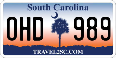 SC license plate OHD989