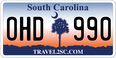SC license plate OHD990