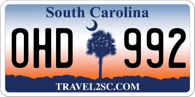 SC license plate OHD992