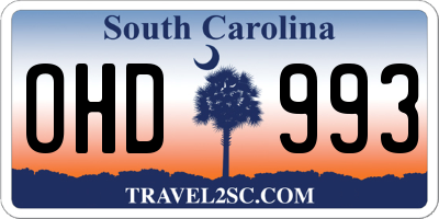 SC license plate OHD993