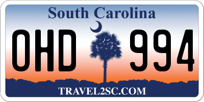 SC license plate OHD994