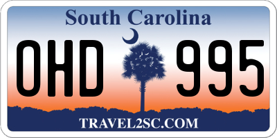 SC license plate OHD995