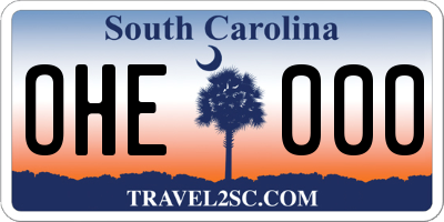 SC license plate OHE000