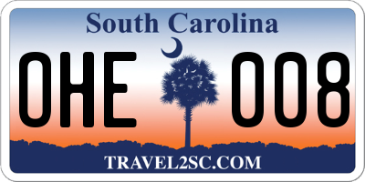 SC license plate OHE008