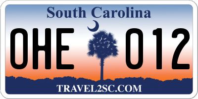 SC license plate OHE012