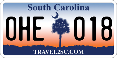 SC license plate OHE018