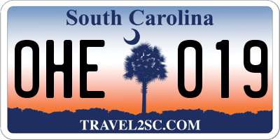 SC license plate OHE019