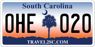 SC license plate OHE020