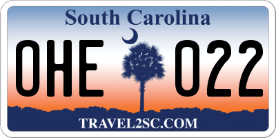 SC license plate OHE022