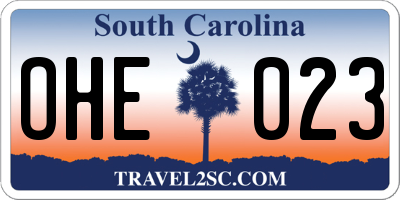 SC license plate OHE023