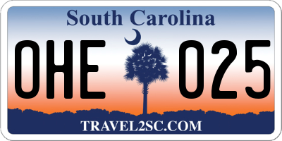 SC license plate OHE025