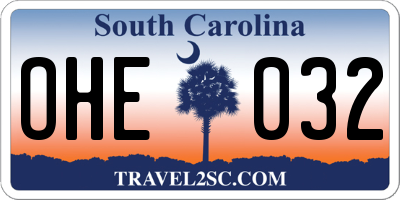 SC license plate OHE032