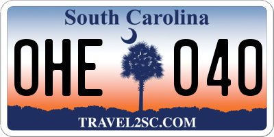 SC license plate OHE040