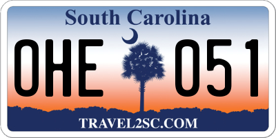 SC license plate OHE051