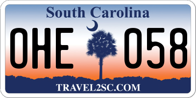 SC license plate OHE058