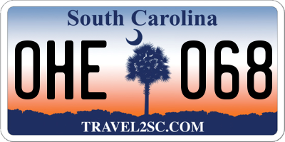 SC license plate OHE068