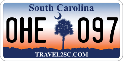 SC license plate OHE097