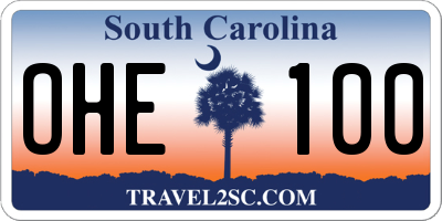 SC license plate OHE100