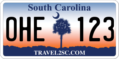 SC license plate OHE123