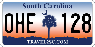 SC license plate OHE128