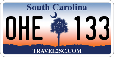 SC license plate OHE133