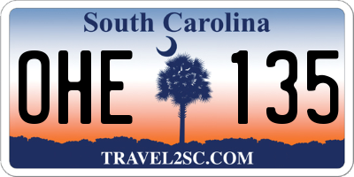 SC license plate OHE135