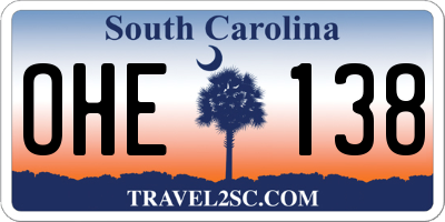 SC license plate OHE138