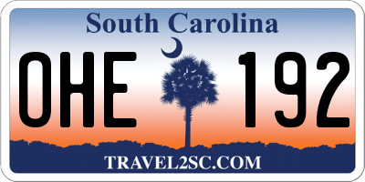 SC license plate OHE192