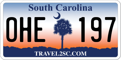 SC license plate OHE197
