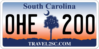 SC license plate OHE200