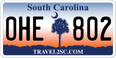 SC license plate OHE802