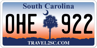 SC license plate OHE922