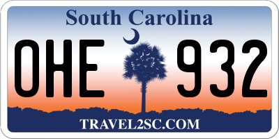 SC license plate OHE932