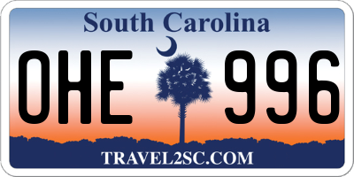 SC license plate OHE996