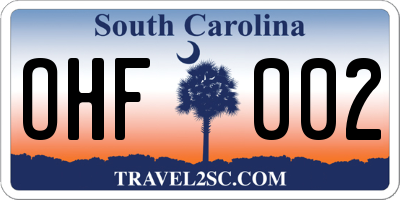 SC license plate OHF002
