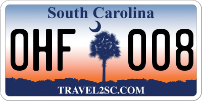 SC license plate OHF008