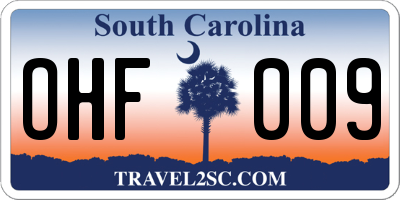 SC license plate OHF009
