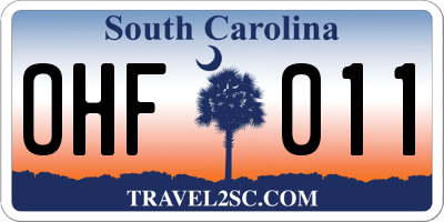 SC license plate OHF011