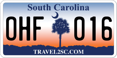 SC license plate OHF016