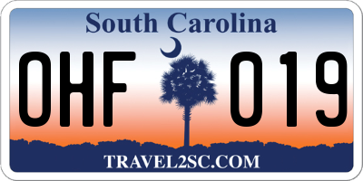 SC license plate OHF019