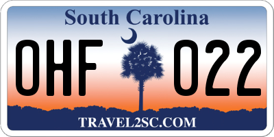 SC license plate OHF022