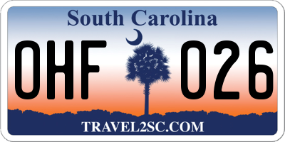 SC license plate OHF026
