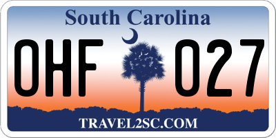 SC license plate OHF027