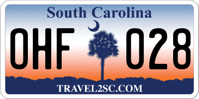 SC license plate OHF028