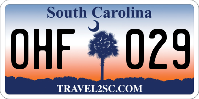 SC license plate OHF029
